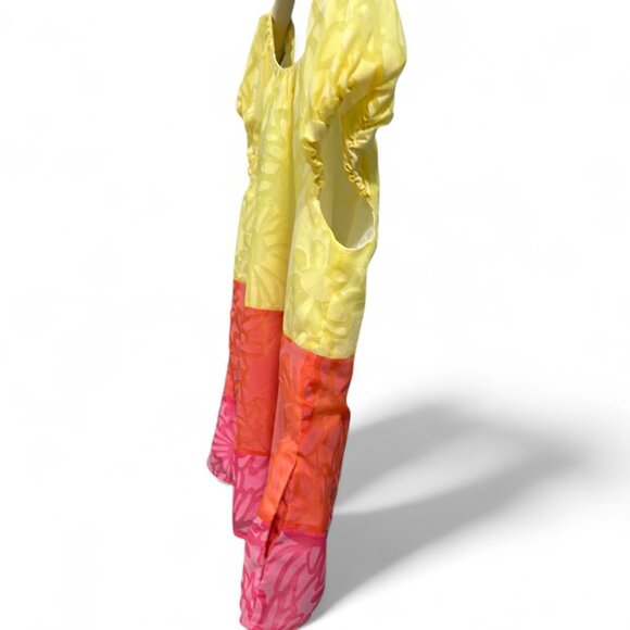 Lilly Pulitzer Sully Hotty Pink Color Block Top - Floral Multicolor Blouse Sz L - Picture 10 of 11